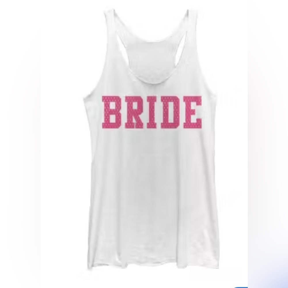 White Tank Top with Pink 'BRIDE' tank top from the Sparkle + Shine brand. XL